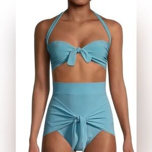 NWT! Norma Kamali Powder Blue Ty Front Bra Top